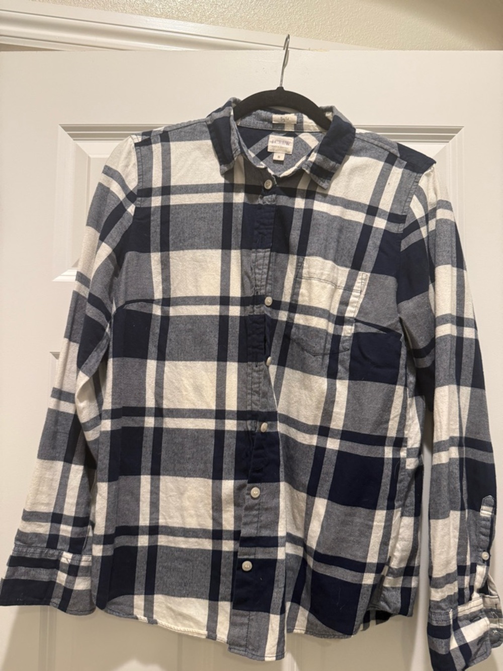 J. Crew Navy and White Plaid Button-Down Shirt